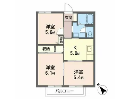 ハイランドパラツ(3K/2階)の間取り写真