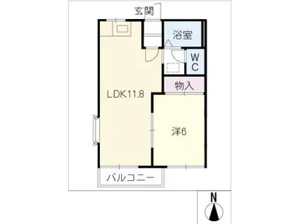 ゆうハウス(1LDK/1階)の間取り写真