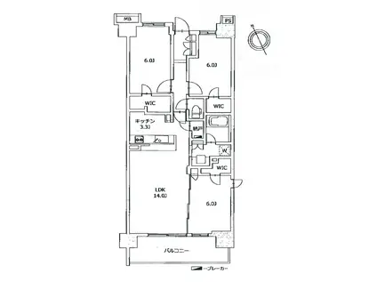 シティテラス横浜和田町エアーズコート(3LDK/2階)の間取り写真
