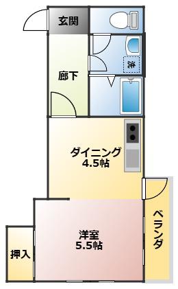 エクシード近見(1DK/2階)の間取り写真