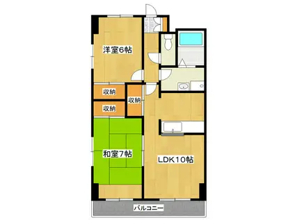 都営新宿線 一之江駅 徒歩31分 6階建 築33年(2LDK/2階)の間取り写真