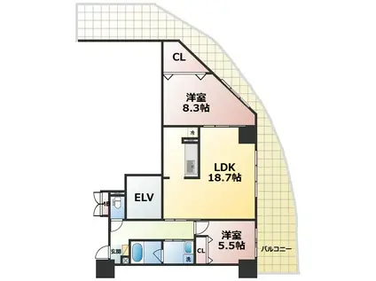 カゼマチテラス(2LDK/3階)の間取り写真