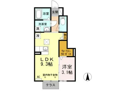 グランドゥール A(1LDK/1階)の間取り写真