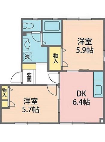 高木一番館H棟(2DK/2階)の間取り写真