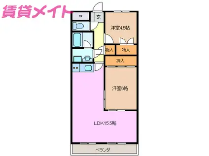 アムールノース(2LDK/4階)の間取り写真