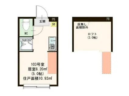 ハーモニーテラス永福II(ワンルーム/1階)の間取り写真
