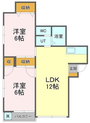 ルーチェ城北(2LDK/1階)の間取り写真