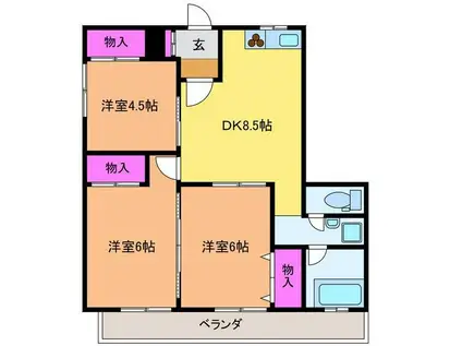 笹口グリーンハイツ(3DK/2階)の間取り写真