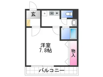 西マンション(1K/4階)の間取り写真
