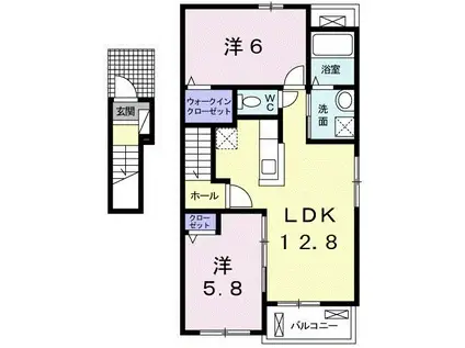 フォルトゥーナVI(2LDK/2階)の間取り写真