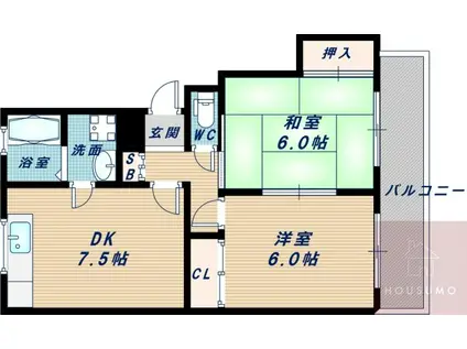 第2中尾ハイツ(2DK/2階)の間取り写真