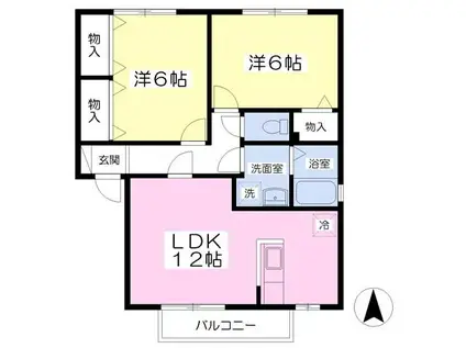 エクレールB棟(2LDK/1階)の間取り写真