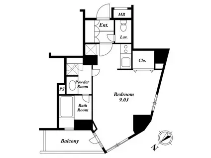 セントラルクリブ六本木I(ワンルーム/12階)の間取り写真