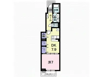 サンリットB(1DK/1階)の間取り写真