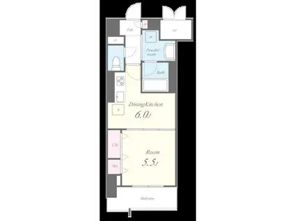 エスカルコート(1DK/11階)の間取り写真