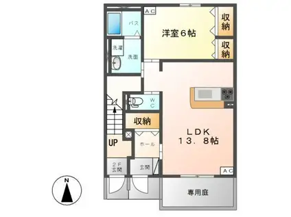 ポラリスA(1LDK/1階)の間取り写真