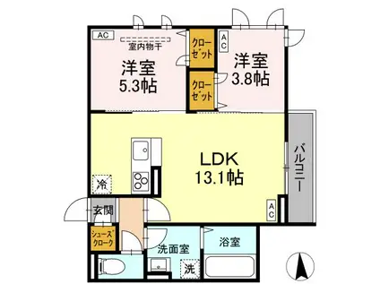 D-ROOM荒井一丁目(2LDK/1階)の間取り写真