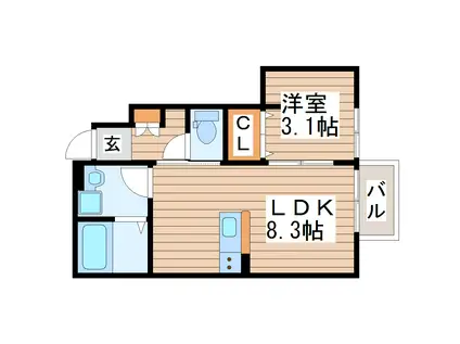 ARC CITY ASUTO NAGAMACHI(1LDK/1階)の間取り写真