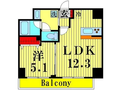 YUNO ART KAMEIDO(1LDK/11階)の間取り写真