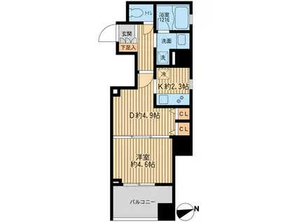 クリオ戸越銀座壱番館(1DK/3階)の間取り写真