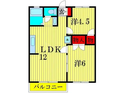 プレジール太田(2LDK/1階)の間取り写真
