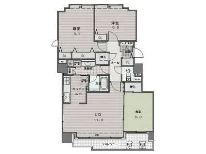 東急ドエルアルス知事公館(3LDK/3階)の間取り写真