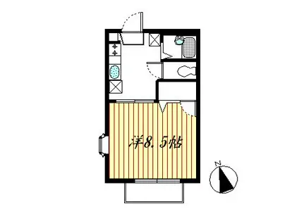 プレシオK(1K/2階)の間取り写真