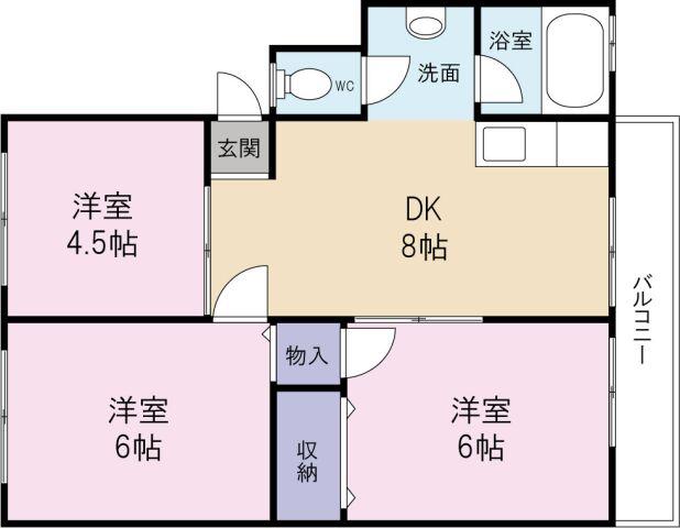 橋川マンション1(3DK/1階)の間取り写真