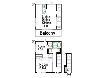 ヴィラ・シンビオーズ三軒茶屋(2LDK/2階)の間取り写真