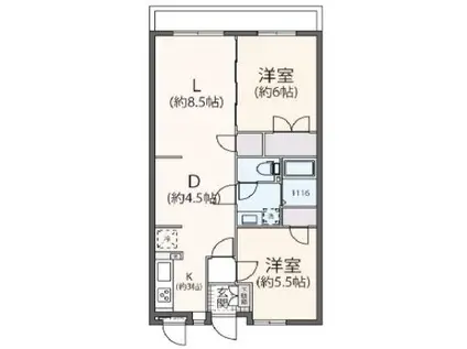 グランドステータス相武台(2LDK/3階)の間取り写真