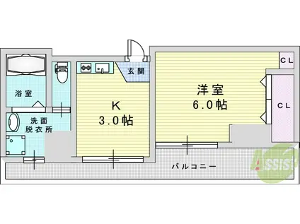 新大阪エルセーヌ五月(1K/4階)の間取り写真