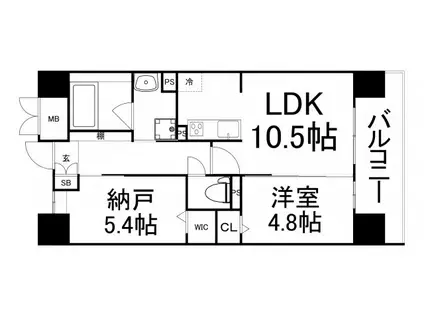 ル・セル上町台(2LDK/7階)の間取り写真