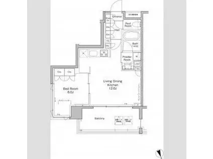 プラウドフラット東日本橋(1LDK/6階)の間取り写真