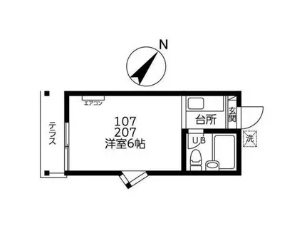 ハウスパストラル(ワンルーム/2階)の間取り写真