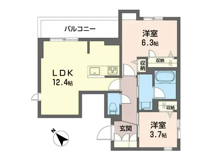 カーサベレオ池袋(2LDK/3階)の間取り写真
