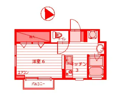 サンフォニー三ツ沢(1K/2階)の間取り写真