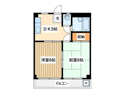 メゾンユキ(2DK/2階)の間取り写真