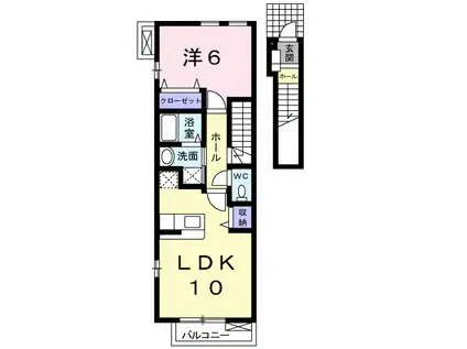 レフィナード(1LDK/2階)の間取り写真