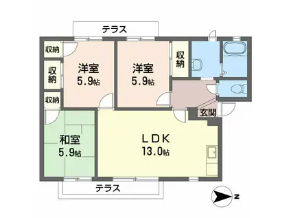 グリーンハイツ高塚(2LDK/2階)の間取り写真