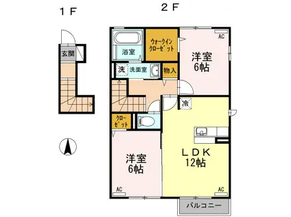 クレイドル(2LDK/2階)の間取り写真