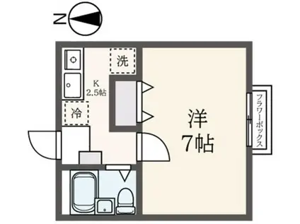 グリーンタウン成城(1K/1階)の間取り写真