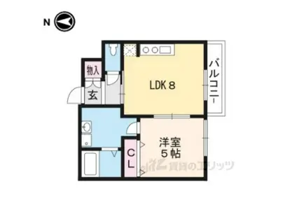 ルピナス堀川(1LDK/2階)の間取り写真