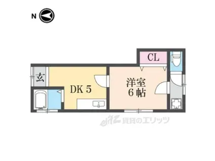 ロイヤル桜園町B棟(1DK/1階)の間取り写真