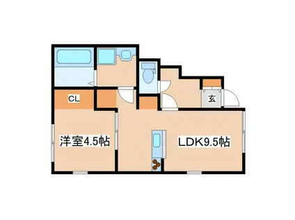 西蒲田ハイツ(1LDK/1階)の間取り写真