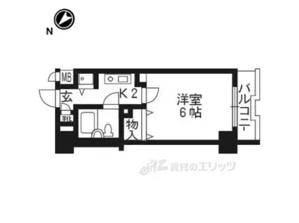 ライオンズマンション京都河原町(ワンルーム/11階)の間取り写真
