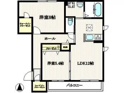 メゾン・リュイソー(2LDK/1階)の間取り写真