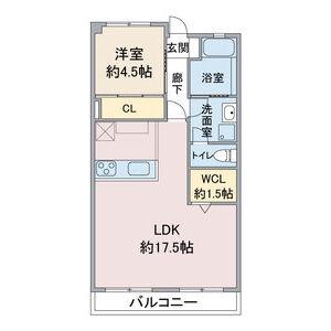 名栄ビル(1LDK/3階)の間取り写真