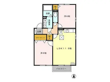 セジュールあやめ A/B/C(2LDK/1階)の間取り写真