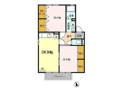 シャルマンコートA・BB棟(2DK/2階)の間取り写真