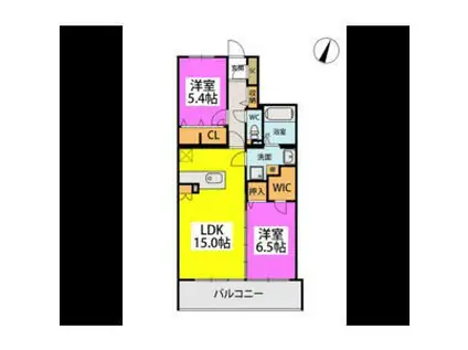 ＪＲ香椎線 酒殿駅 徒歩31分 5階建 築5年(2LDK/3階)の間取り写真